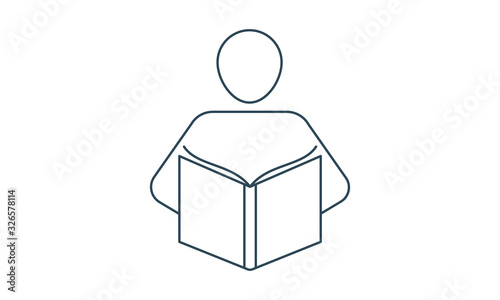 Man reading book icon for education and self-learning
