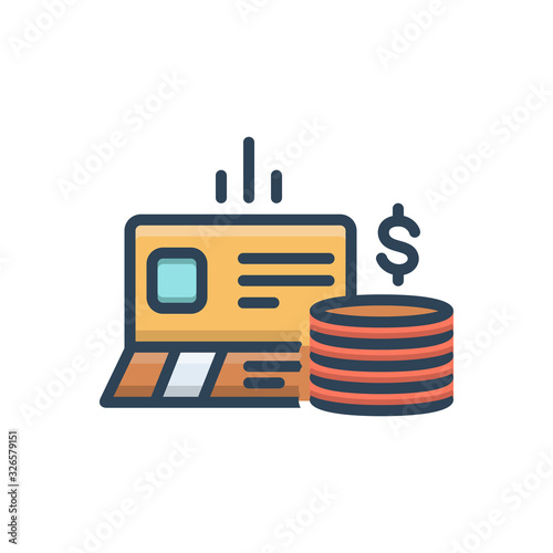 Color illustration icon for bankbook 