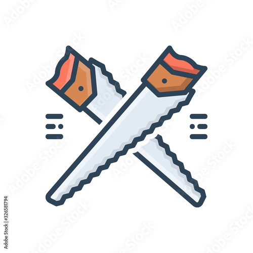 Color illustration icon for hand saw