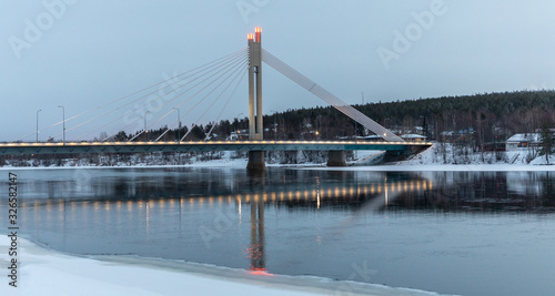 Jatkankynnttia Bridge, Rovaniemi, Finland at sunrise