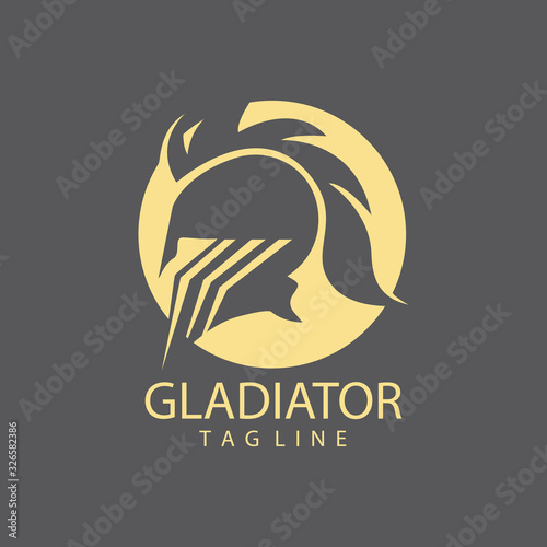 Gladiator mask   Spartan helmet logo template vector icon design