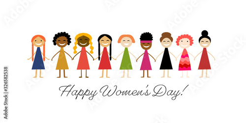International Women s Day. Vector illustration with cute women for your design card, poster, flyer and other. Female characters