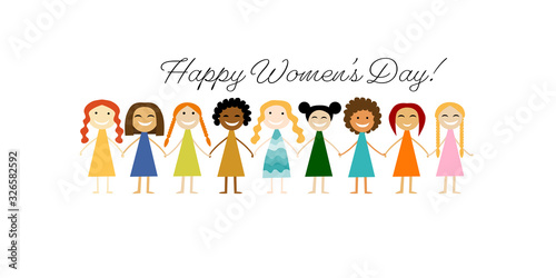 International Women s Day. Vector illustration with cute women for your design card, poster, flyer and other. Female characters
