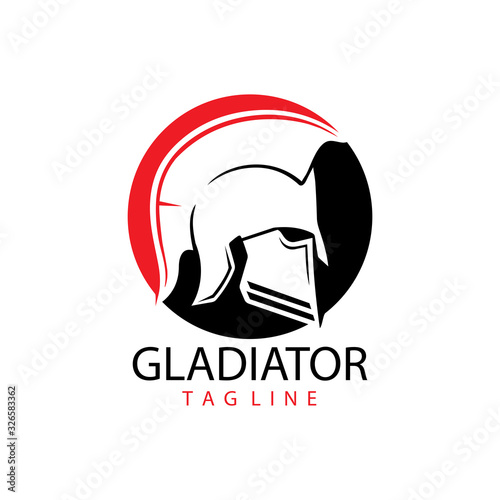 Gladiator mask , Spartan helmet logo template vector icon design