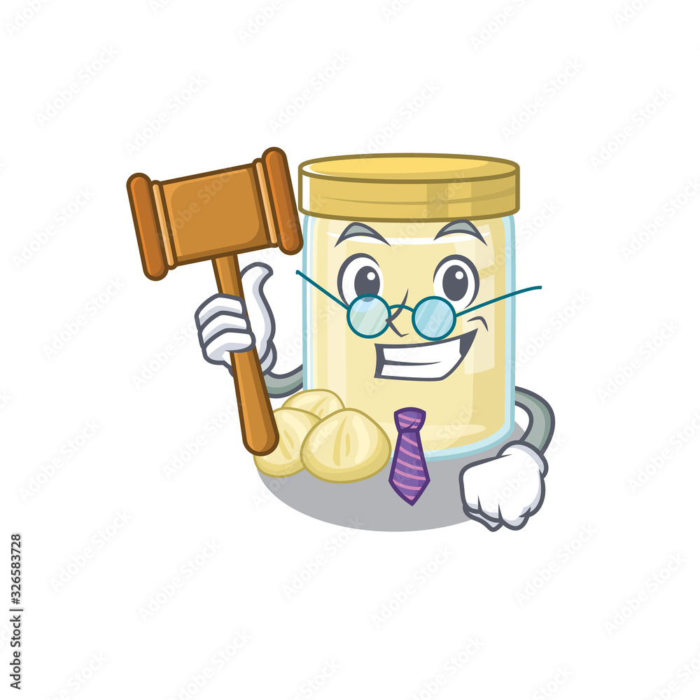 Smart Judge macadamia nut butter in mascot cartoon character style