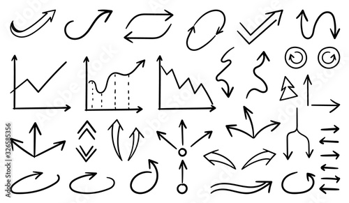 Business arrows hand drawn vector collection  Business icon set. Arrow sign.
