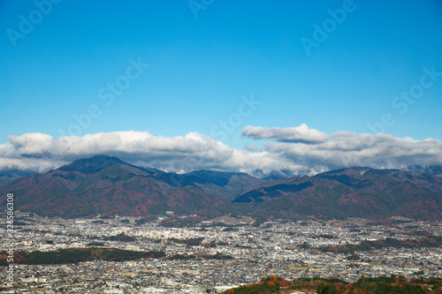 神ノ峰城跡から見る飯田・松川など下伊那の秋の風景 2019年11月撮影