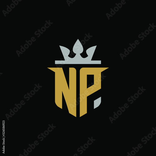 Initial Letter NP with Shield King Logo Design