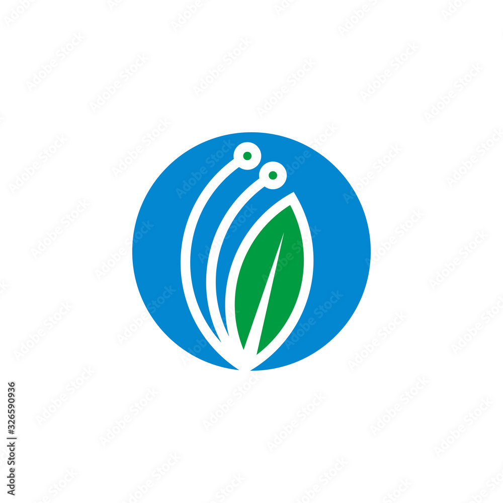 Fototapeta premium Eco leaf technology design symbol vector illustration