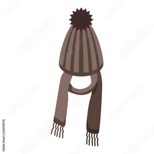 Brown winter hat icon. Isometric of brown winter hat vector icon for web design isolated on white background