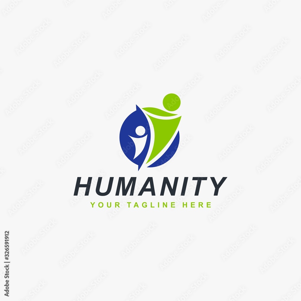 Humanity logo design. Teamwork abstract symbol. People care full color vector icons.