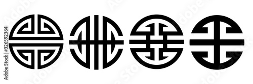 Elements of Mongolian ornament, symbols on a white background, vector design