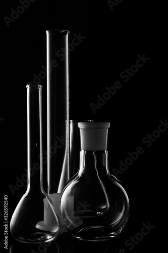 Glass flasks. Chemical flask. Chemical vessels. Glassware.