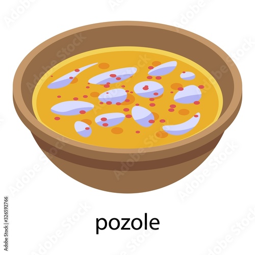 Pozole food icon. Isometric of pozole food vector icon for web design isolated on white background