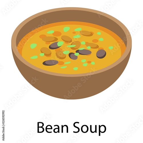 Bean soup icon. Isometric of bean soup vector icon for web design isolated on white background