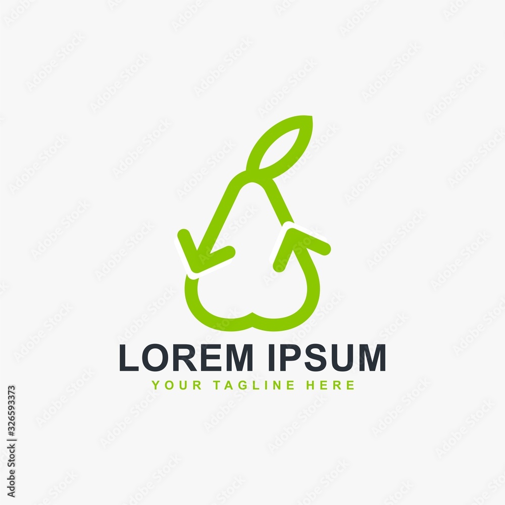 Green pear fruit logo design. Outline pear icon sign vector. Green pear fruit logo design. Outline pear icon sign vector.