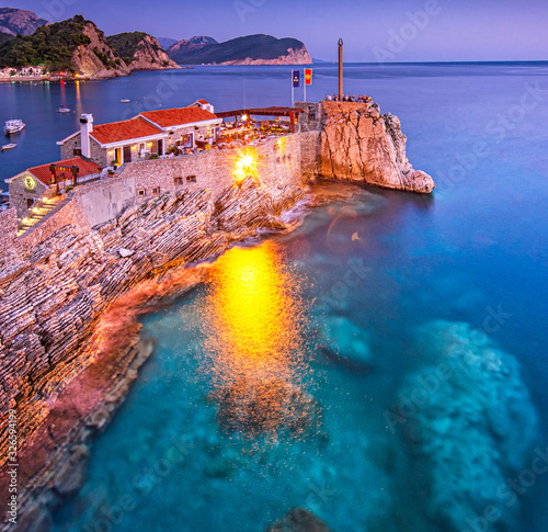 Night view on Petrovac, Montenegro