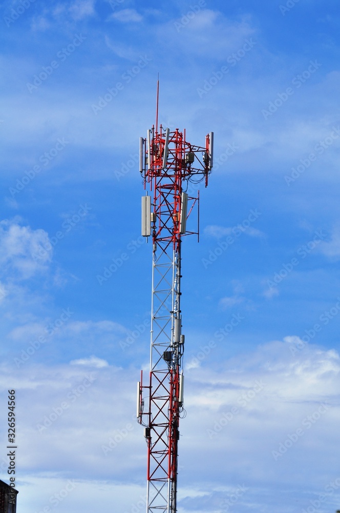 Wireless Communication Antenna With bright sky.Telecommunication tower with antennas. Wireless Communication Antenna With bright sky.Telecommunication tower with antennas.
