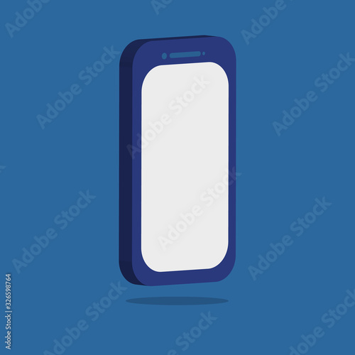 Isometric of mobile phone on classic blue background. communication concept.