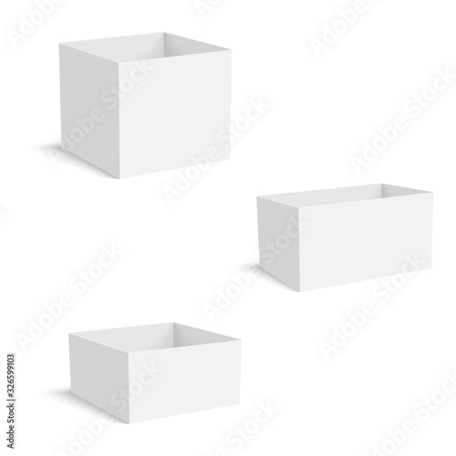 Set of blank white product packaging boxes. vector.
