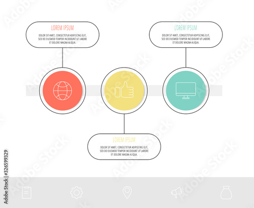 Vector template circle infographics. Business concept with 3 options and labels. Three steps for content, flowchart, timeline, levels © evseev_tim