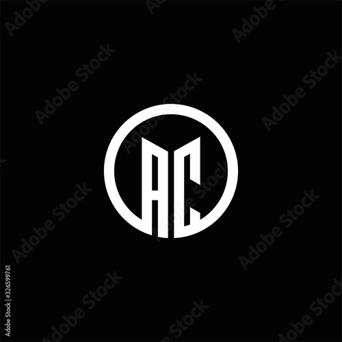 AC monogram logo isolated with a rotating circle