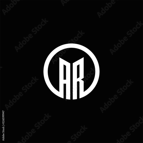 AR monogram logo isolated with a rotating circle