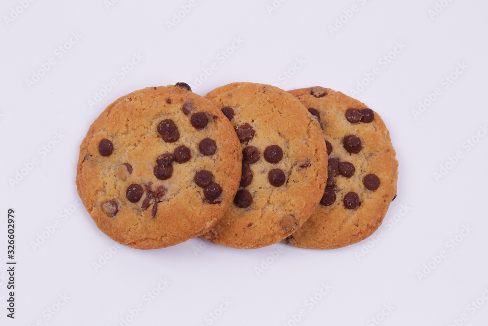 Top view of chocolate cookies isolated on a white background Top view of chocolate cookies isolated on a white background