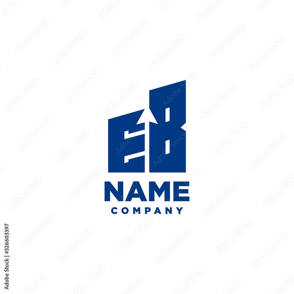 EB monogram logo with a negative space style arrow up design template EB monogram logo with a negative space style arrow up design template