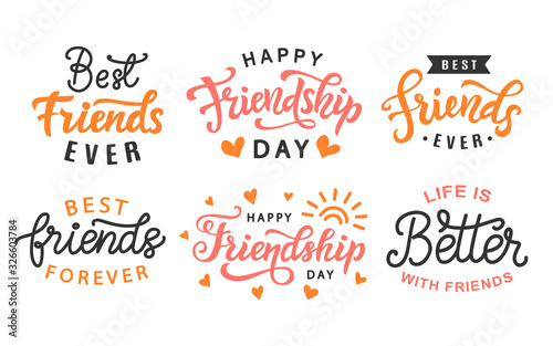 Happy Friendship Day cute hand lettering big set