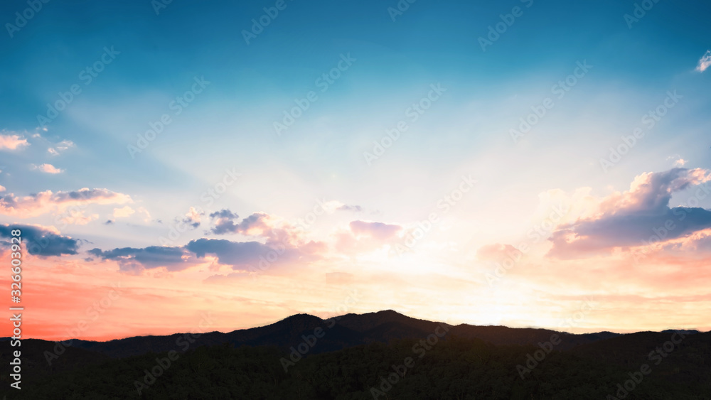 Earth Day concept: Golden Sunset Over The Mountains