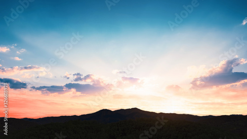 Earth Day concept  Golden Sunset Over The Mountains