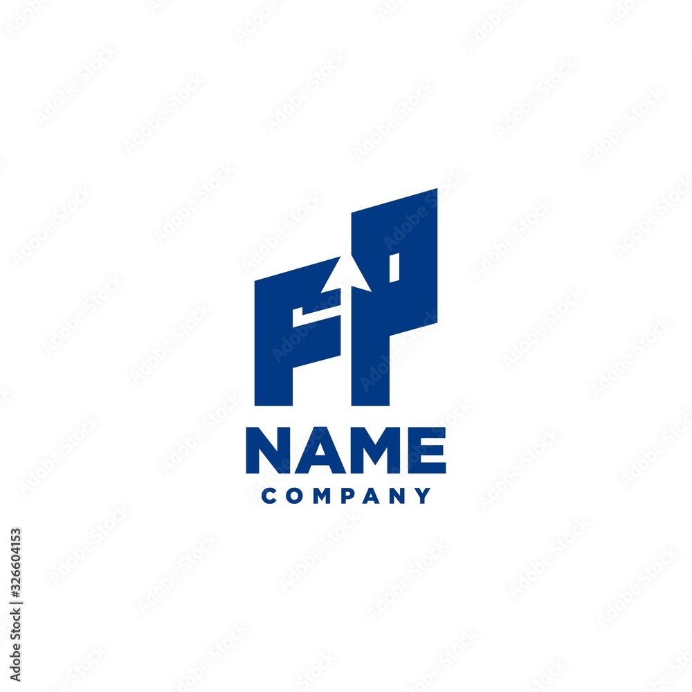 FP monogram logo with a negative space style arrow up design template FP monogram logo with a negative space style arrow up design template
