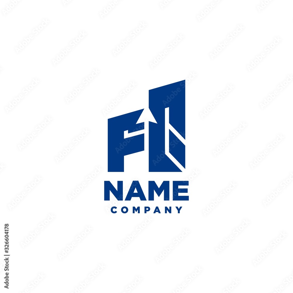 FQ monogram logo with a negative space style arrow up design template FQ monogram logo with a negative space style arrow up design template