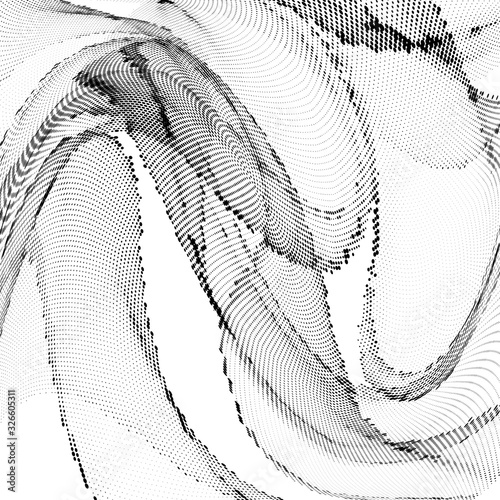 Wavy dotted spotted pattern.Abstract curves. Points backdrop