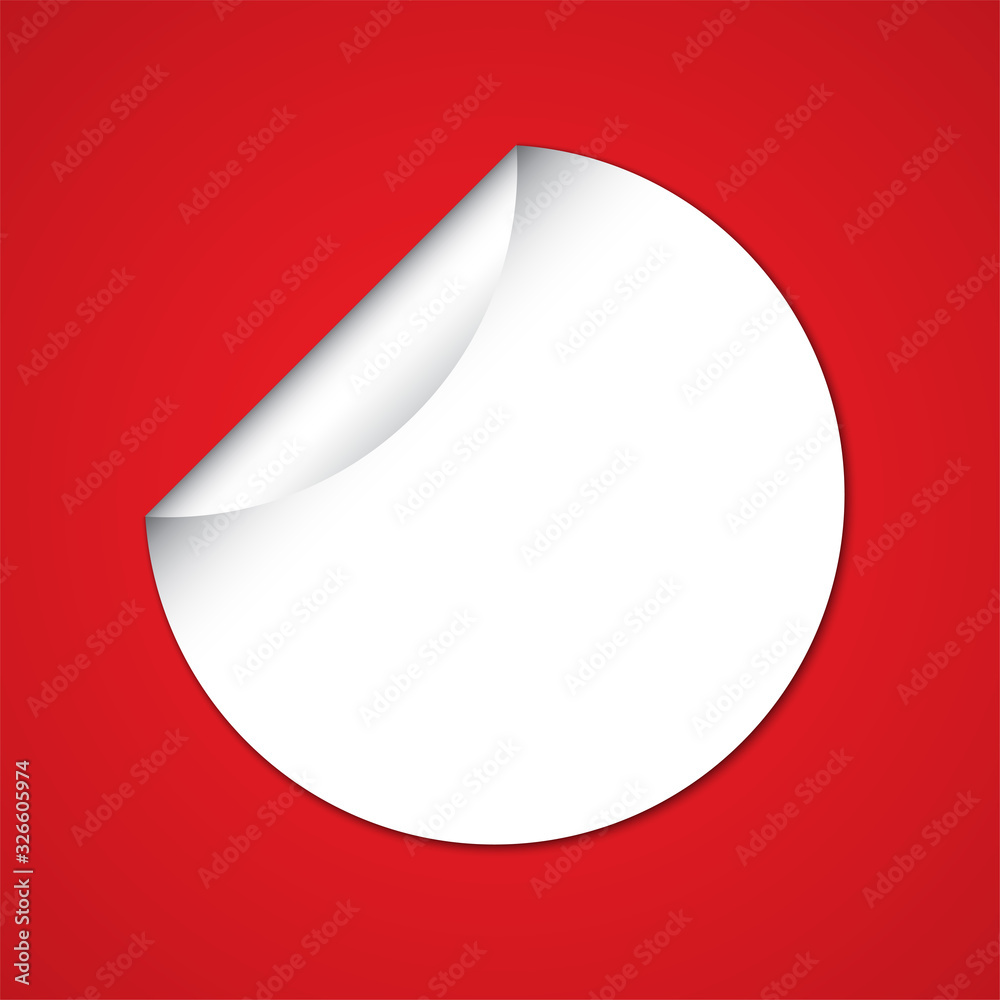 White Blank Circle Sticker on Red Background with Copy space White Blank Circle Sticker on Red Background with Copy space