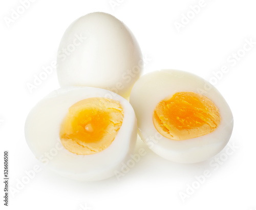 Fresh boiled eggs on white background