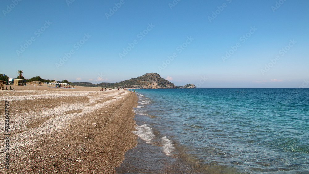 Afandou beach, Mediterranean Sea, Rhodes, Greece Afandou beach, Mediterranean Sea, Rhodes, Greece