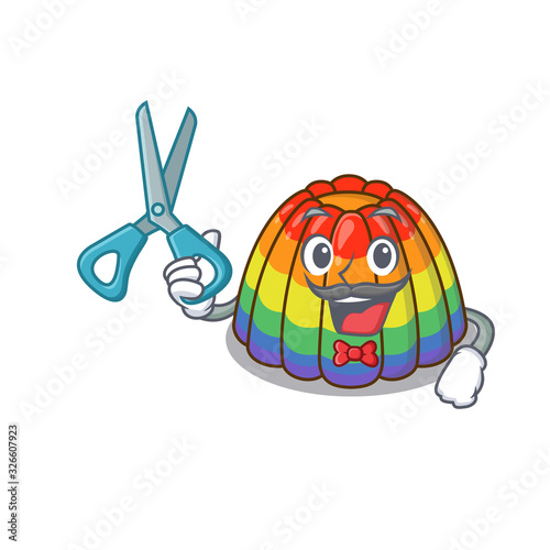 Cartoon character of Sporty Barber rainbow jelly design style