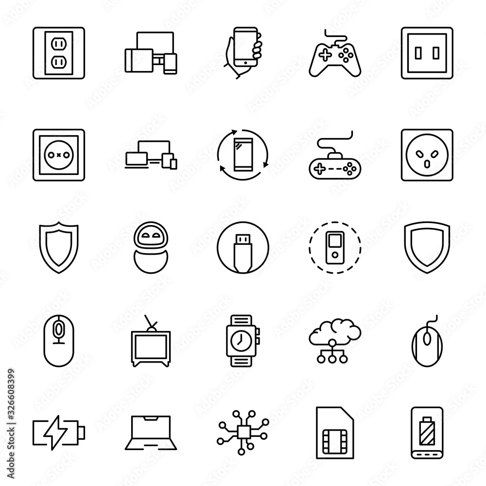 Electronics set line icons Electronics set line icons