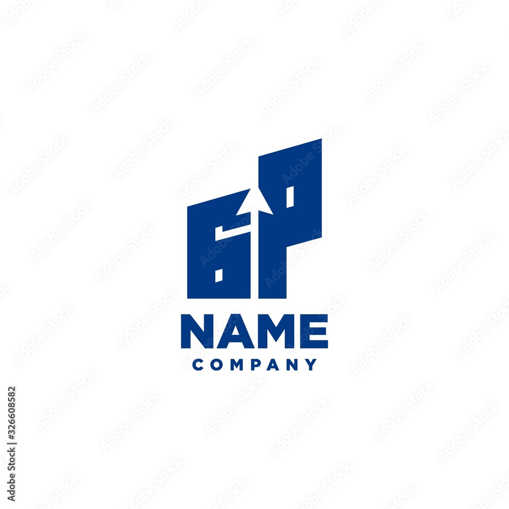 GP monogram logo with a negative space style arrow up design template GP monogram logo with a negative space style arrow up design template