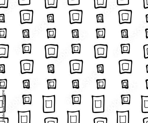 Seamless pattern with hand drawn squares, doodle. Vector illustration. EPS 10