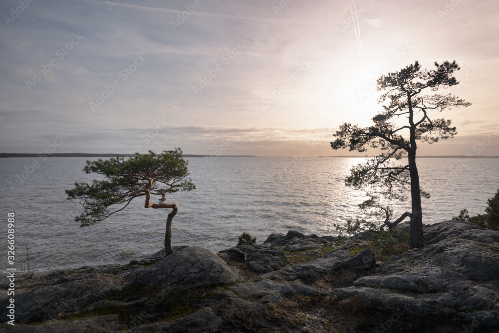 Sunset at Baltic sea. Finland seascape