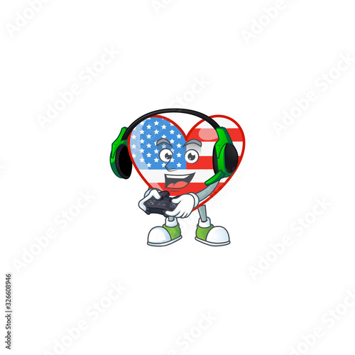 Independence day love cartoon picture play a game with headphone and controller photo