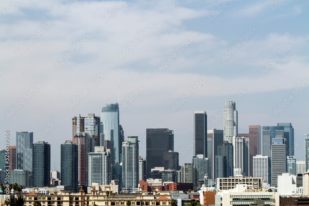 Beautiful aerial view of Los Angeles skyline at daytime, California, USA