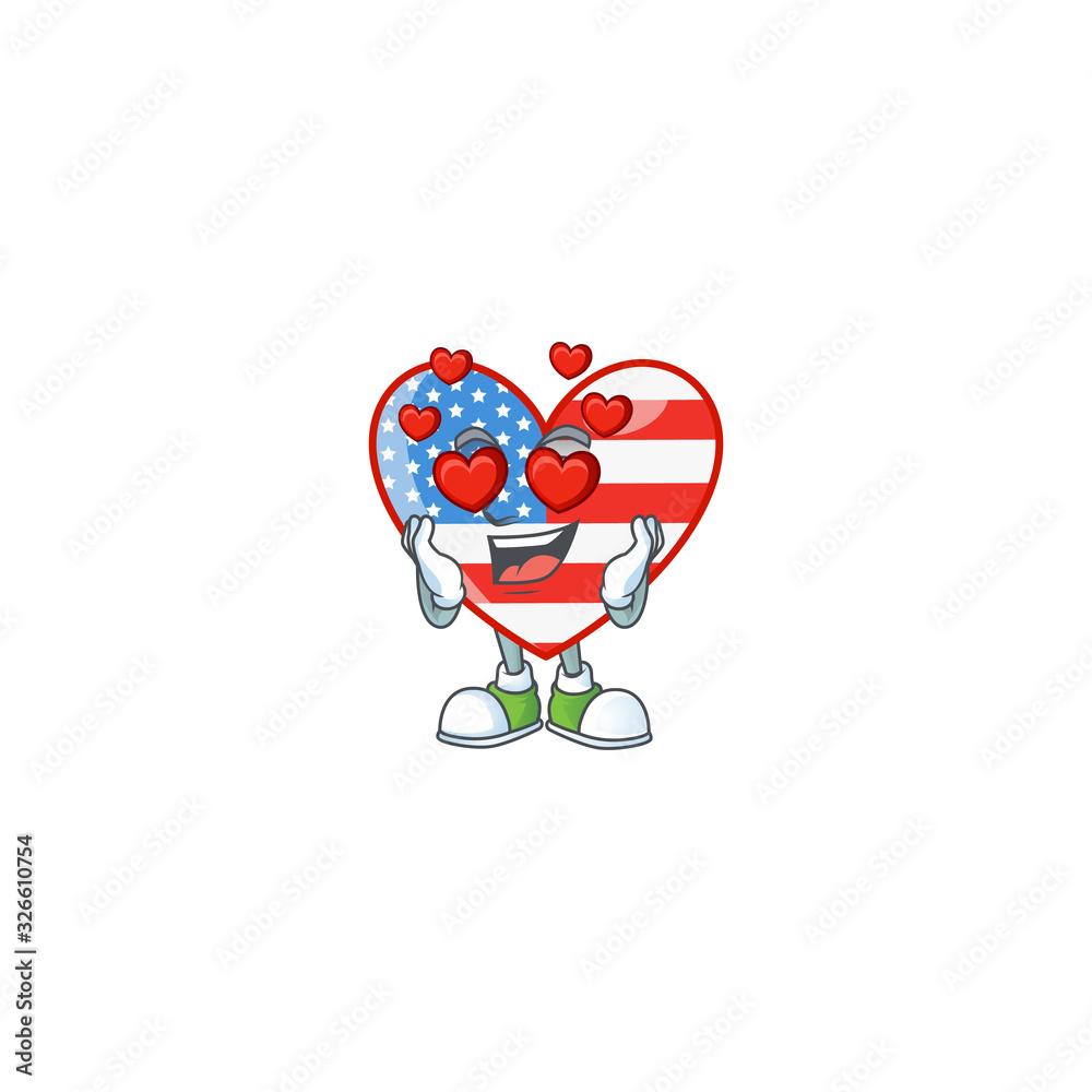 A romantic independence day love cartoon mascot design style