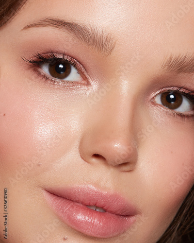  close-up young girl with clean skin
