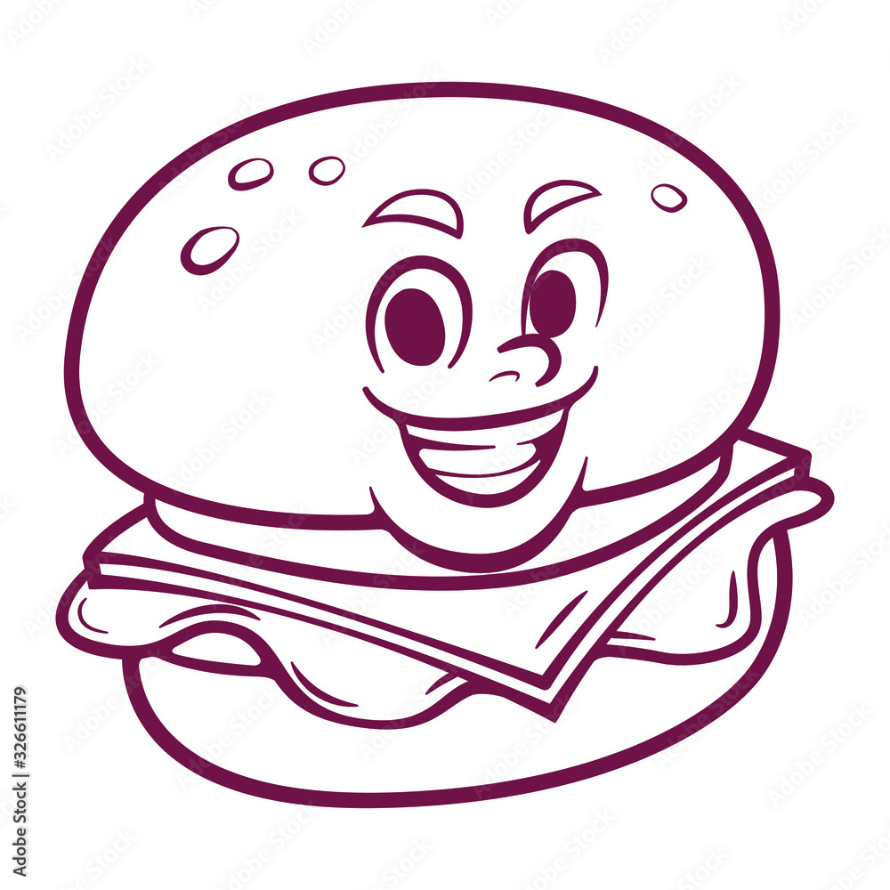 Burger boy character mascot with smile vector EPS10 Burger boy character mascot with smile vector EPS10