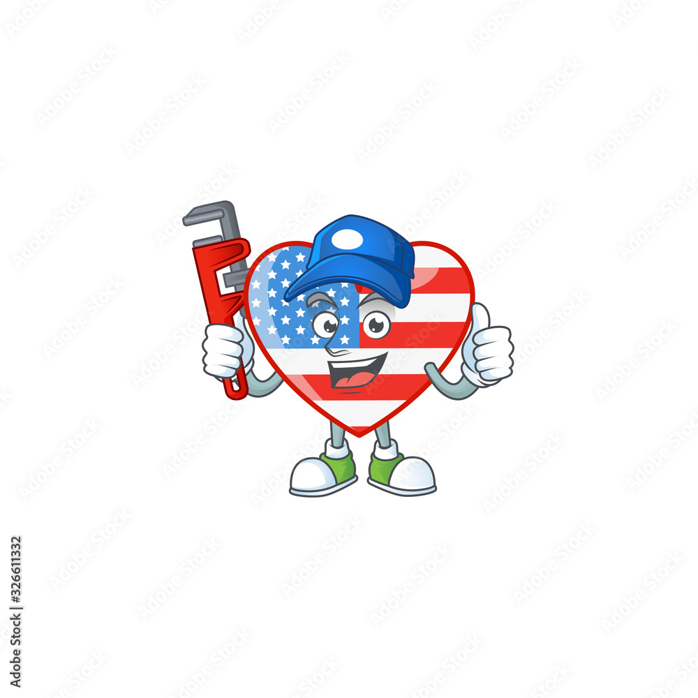 Smiley Plumber independence day love on mascot picture style