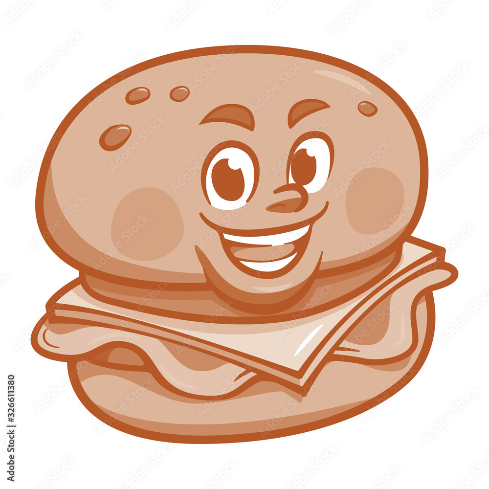 Burger boy character mascot with smile Burger boy character mascot with smile